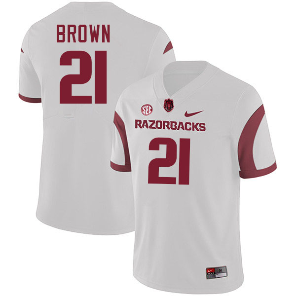 Montaric Brown Arkansas Jersey,Arkansas Razorbacks #21 Montaric Brown Jersey Youth College-White